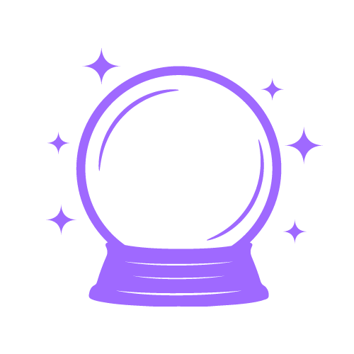A purple outline of a crystal ball

Description automatically generated