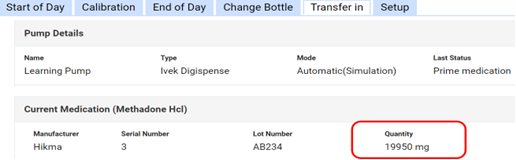 Updated medication quantity after transfer