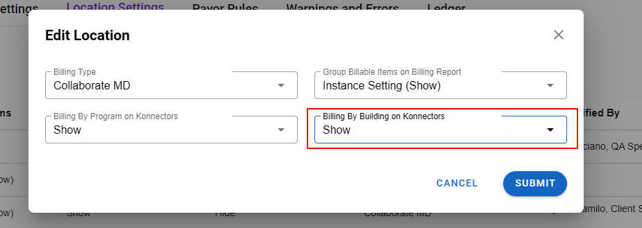 Billing Audit Tool Location Settings