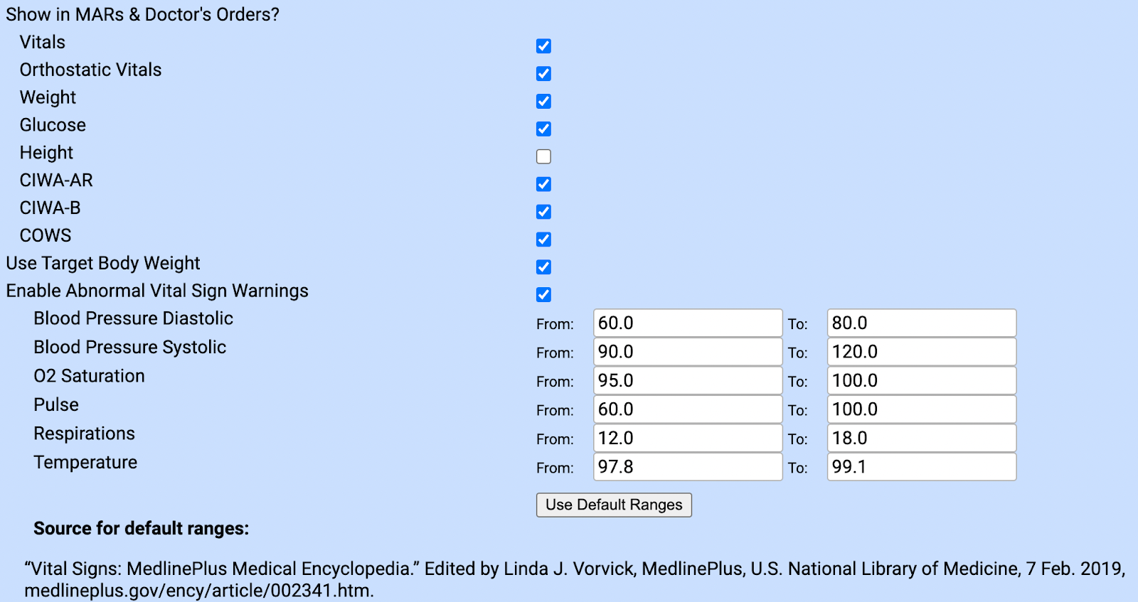 Height/weight chart: MedlinePlus Medical Encyclopedia Image