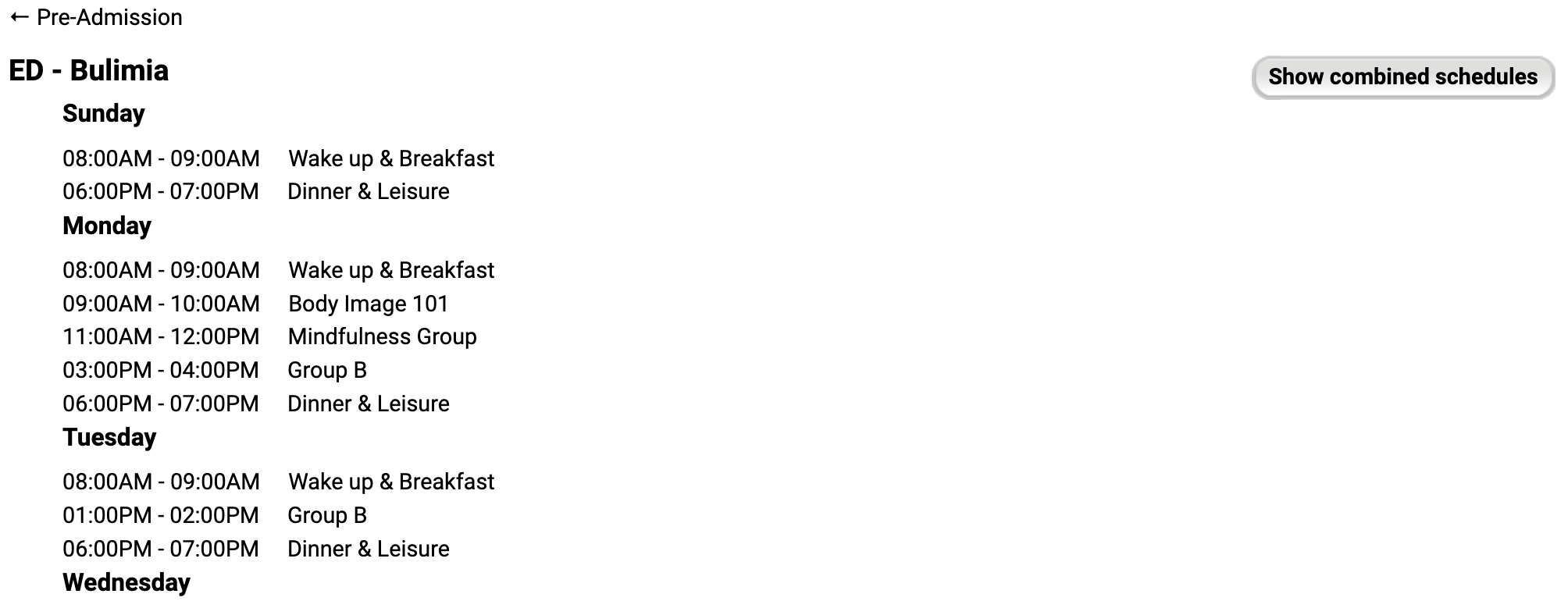 Chart Schedules for Group Sessions Kipu Health